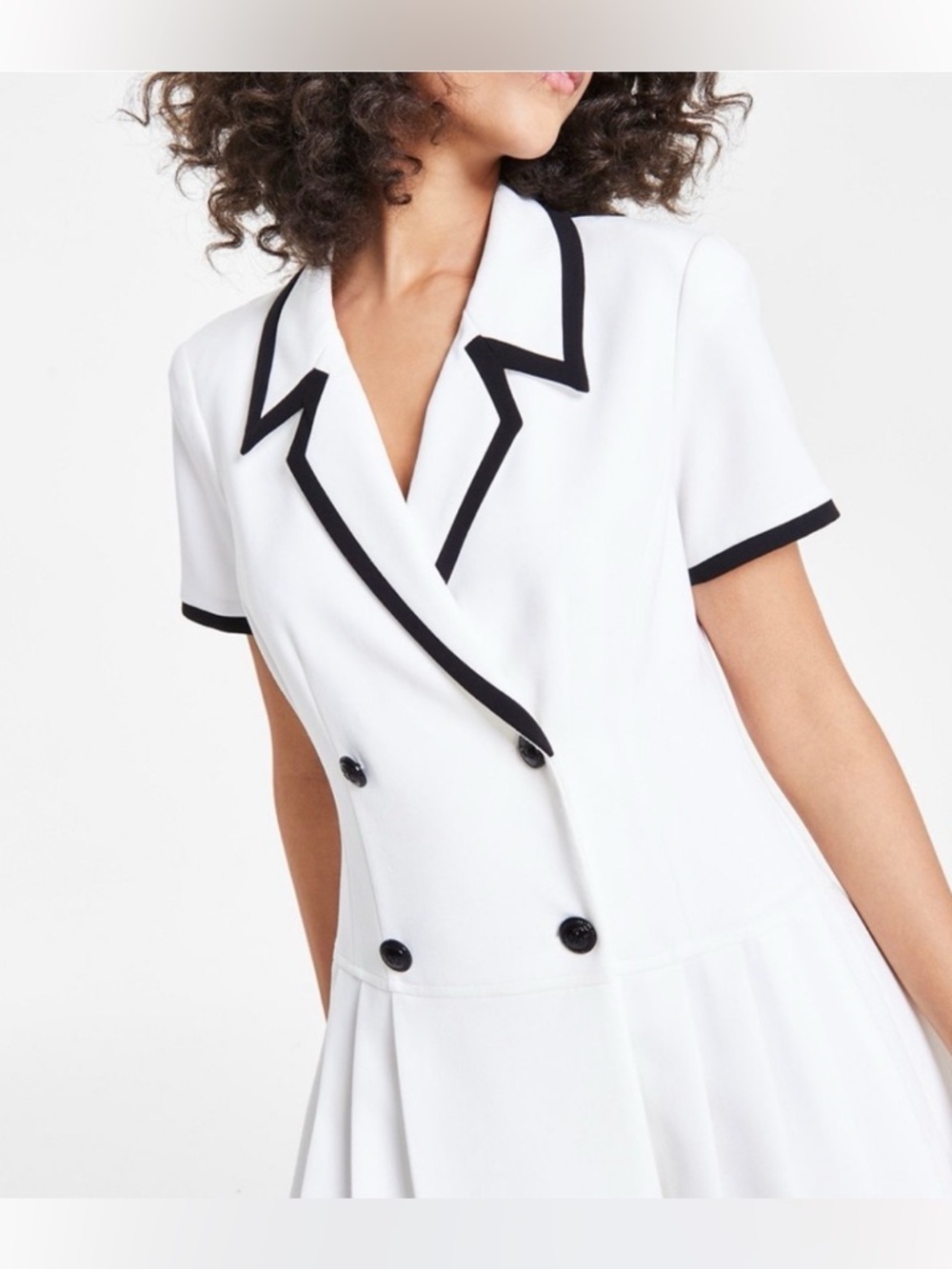 Karl Lagerfeld White Blazer with Black Piped Trim - Picture 2 of 5